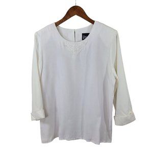 Vintage 80s size 10 Lace Collar Top Cottagecore dress shirt Costume white